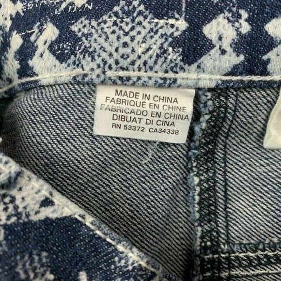 FC Jeans Womens Waist Size 28.5 Geometric Print Zip Back Skinny Stretch - Picture 2 of 4